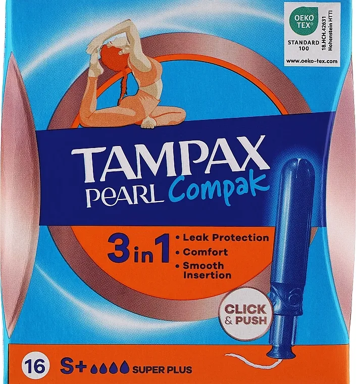 Tampax Compak Pearl Super Plus Tamponi s aplikatorom, 16 kom