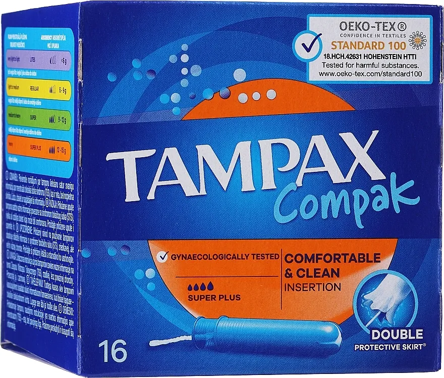 Tampax Compak Super Plus Tamponi s aplikatorom, 16 kom