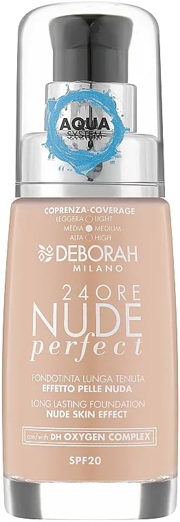 Tekući puder Deborah 24Ore Nude Perfect Aqua System Foundation SPF20