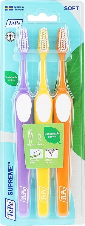 Tepe Supreme Soft Set četkica za zube, ljubičasta+žuta+naranžasta