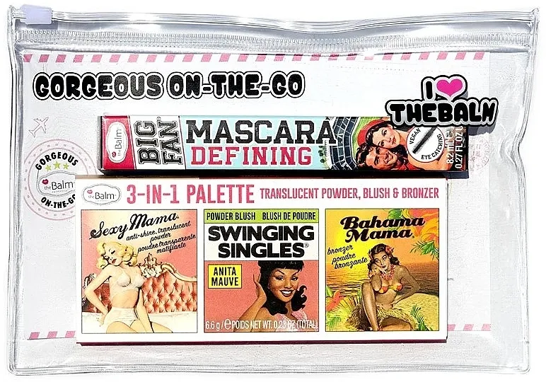 theBalm Gorgeous On-The-Go (lash/8,2ml + palet/6.6g + bag) Set