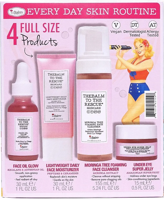 theBalm To The Rescue Every Day Skin Routine (f/oil/30ml + cr/30ml + f/cl/155ml + jelly/15ml) Set