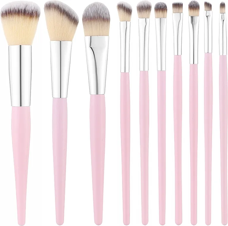Tools For Beauty Set profesionalnih kistova za šminkanje, ružičasti, 10 kom