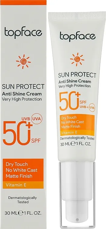 TopFace Sun Protect Anti Shine Cream SPF50+ Krema za sunčanje za lice SPF50+