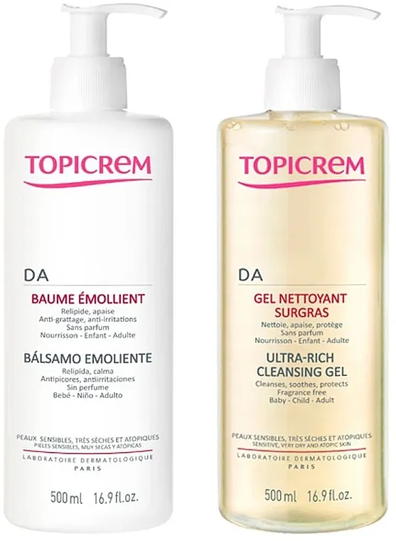 Topicrem DA Pack (cl/gel/500ml + b/balm/500ml) Set