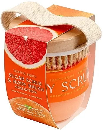 Tropical Fruits Grapefruit &amp; Orange Sugar Scrub &amp; Body Brush Collection (b/scr/150g + b/brush/1pc) Set