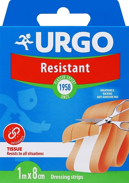 Urgo Resistant Medicinski odvojivi flaster s antiseptikom, 1 m x 8 cm