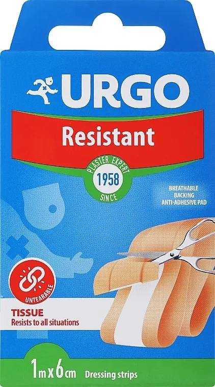 Urgo Resistant Medicinski odvojivi flaster s antiseptikom, 1 m x 6 cm