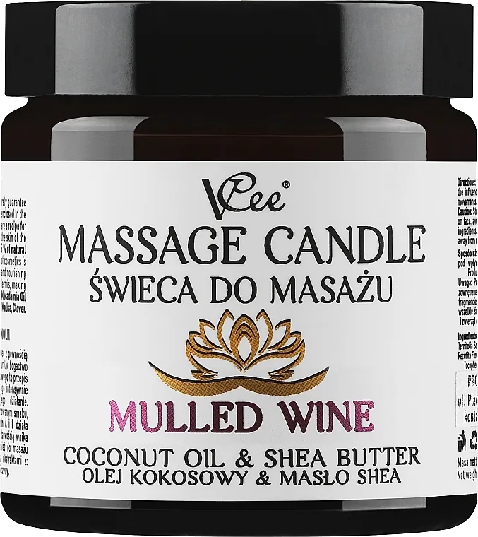 VCee Massage Candle Mulled Wine Coconut Oil &amp; Shea Butter Masažna svijeća "Kuhano vino"