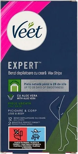 Veet Natural Inspirations Easy-Gel Wax Strips Voštane trake za depilaciju sa alojom