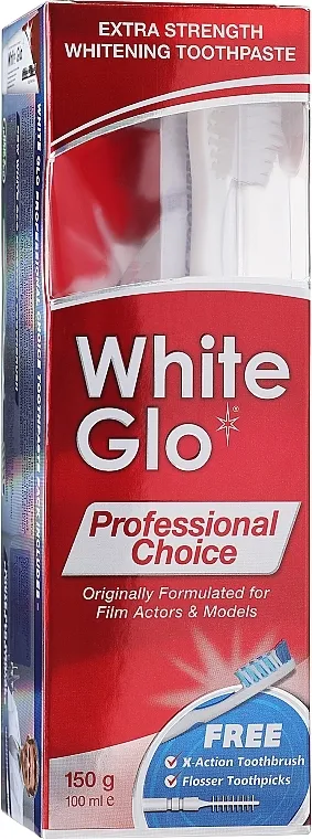 White Glo Professional Choice Whitening Toothpaste (toothpaste/100ml + toothbrush) Set "Izbor profesionalaca", ljubičasti kist