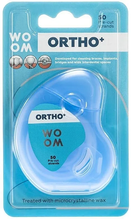 Woom Ortho+ Dental Floss Konac za zube sa ukusom mente i eukaliptusa, 50 delova