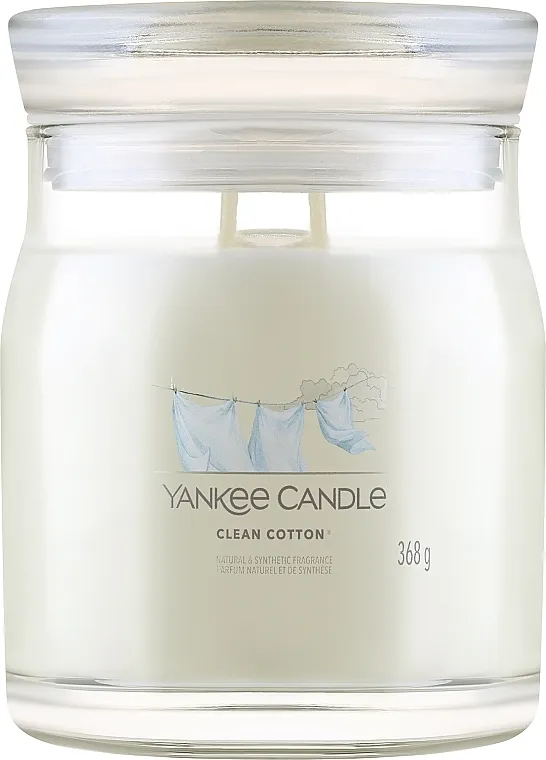 Yankee Candle Singnature Mirisna svijeća u staklenku "Clean Cotton", 2 fitilja