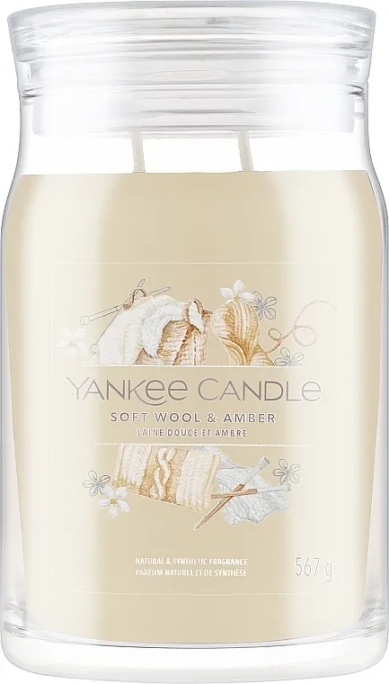 Yankee Candle Singnature Mirisna svijeća u teglici "Soft Wool &amp; Amber", 2 fitilja