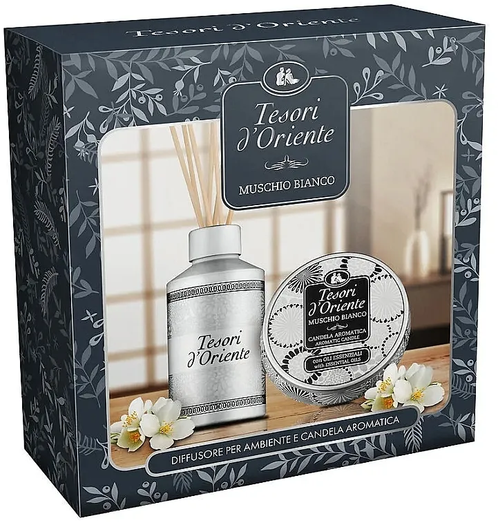 Zestaw (difuzor/200ml + sveća/109g) Tesori d`Oriente Diffuser+Candle, White Musk