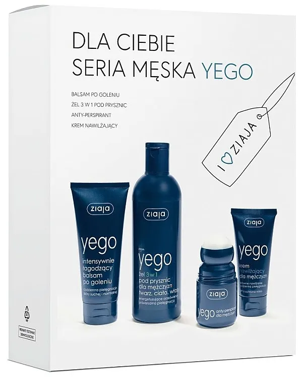 Ziaja Yego (sh/gel/300ml + deo/60ml + balm/75ml + cr/50ml) Set