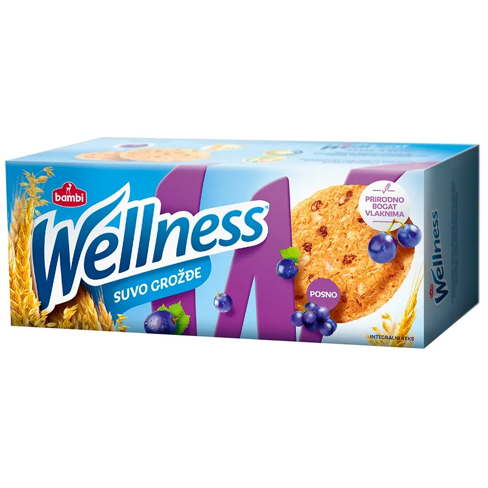 Keks Wellness integr.suvo grozdje 210g