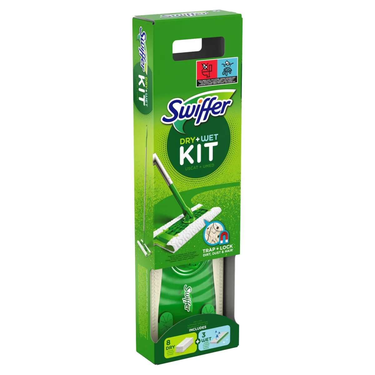 Set Mop drska+dopune(8dry+3wet) Swiffer