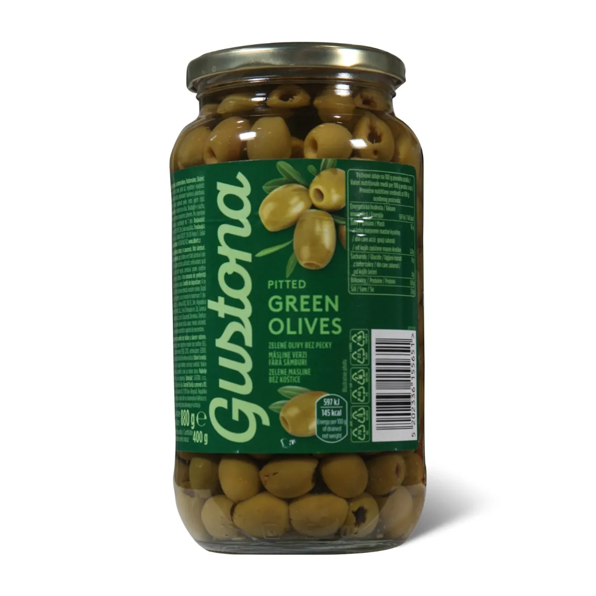 Zelene masline bez kostice Gustona 880g