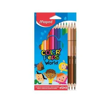 MAPED DRVENE BOJE COLOR PEPS 12+3 BOJE KOŽE