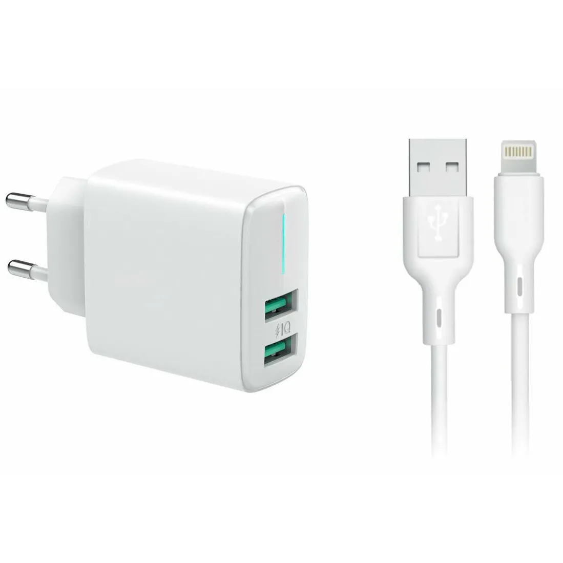 Brzi punjač: adapter 2xUSB 230V 2.4A + kabal iPhone 1m Car Commerce
