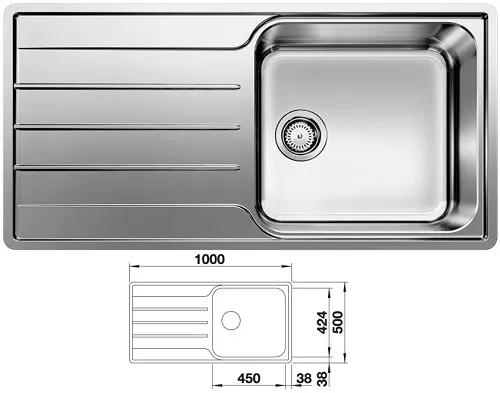 Inox sudopera sa jednim koritom - Lemis 100x50cm - Blanco