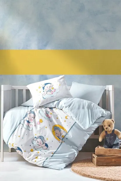 Posteljina za bebe Bear svetlo plava Cottonbox