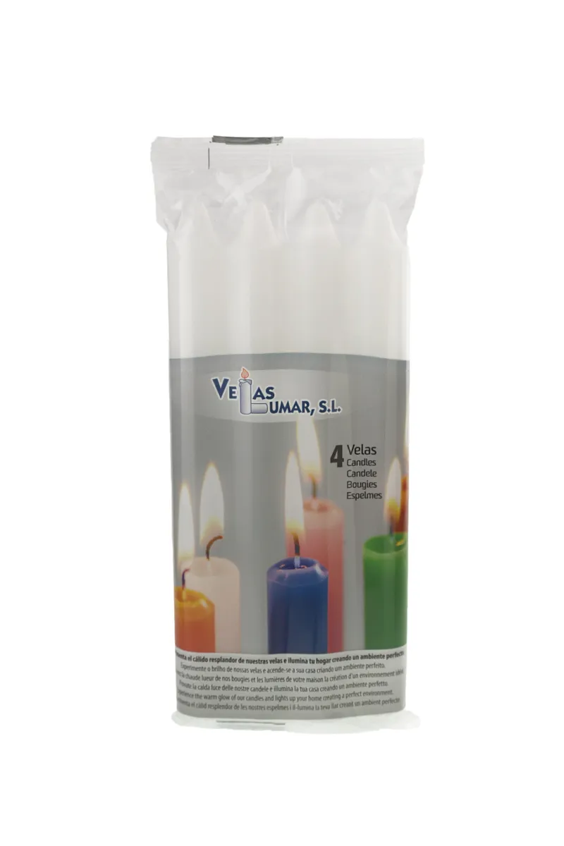 Set sveća 175x20mm 4/1 bele Velas Lumar