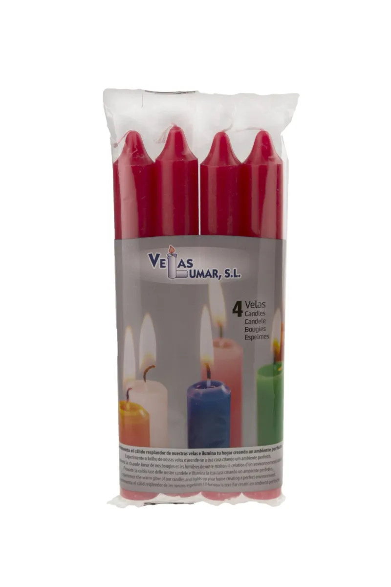 Set sveća 175x20mm 4/1 crvene Velas Lumar