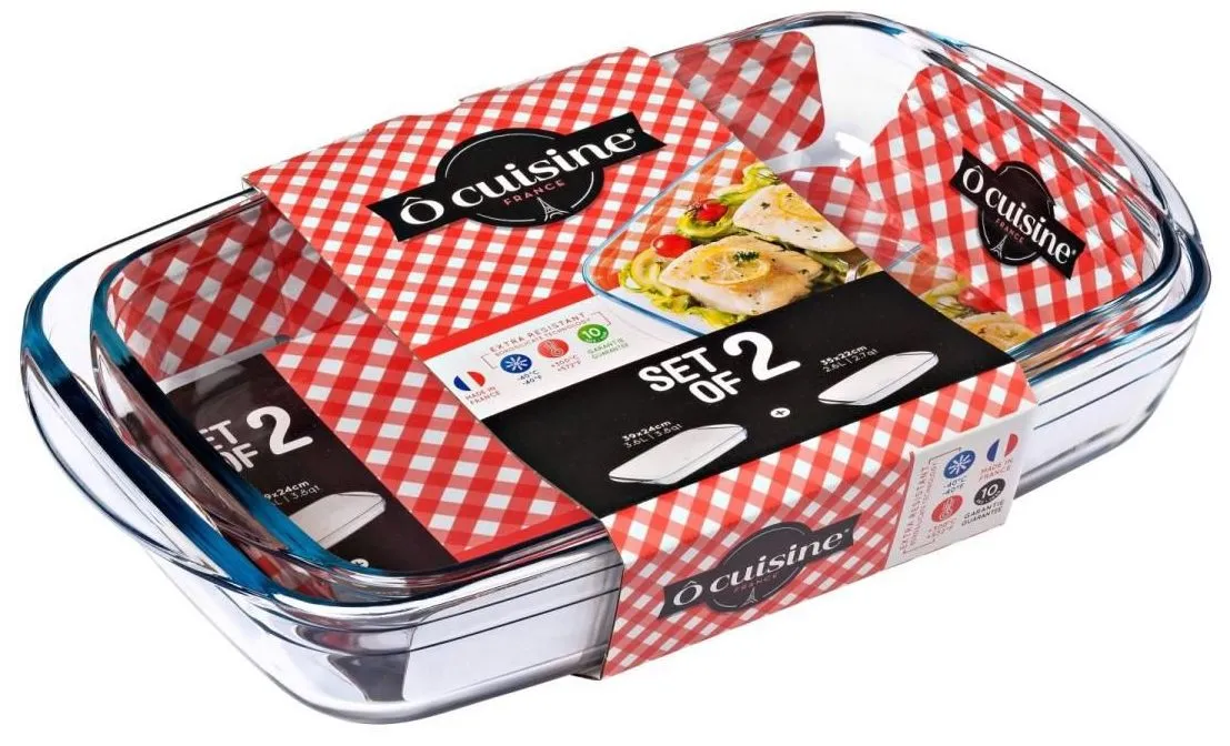 Set vatrost. pekača O Cuisine pravougaonih 2/1 Pyrex
