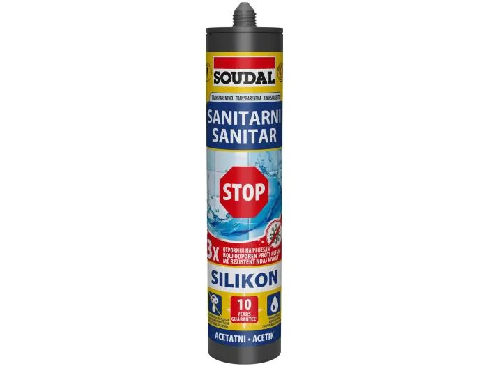 Silikon sanitarni STOP budji 280ml crni Soudal