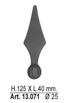 Vrh fi 25 za kov. ogradu 125x40mm EF