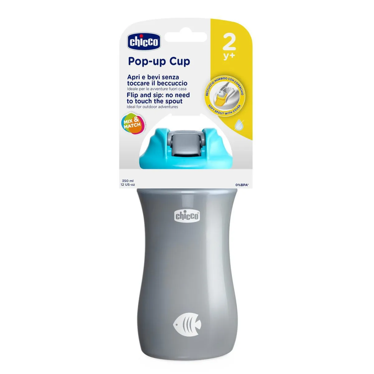 CHICCO ČAŠA SA MEKANIM PISKOM 350ML24M+PLAVA