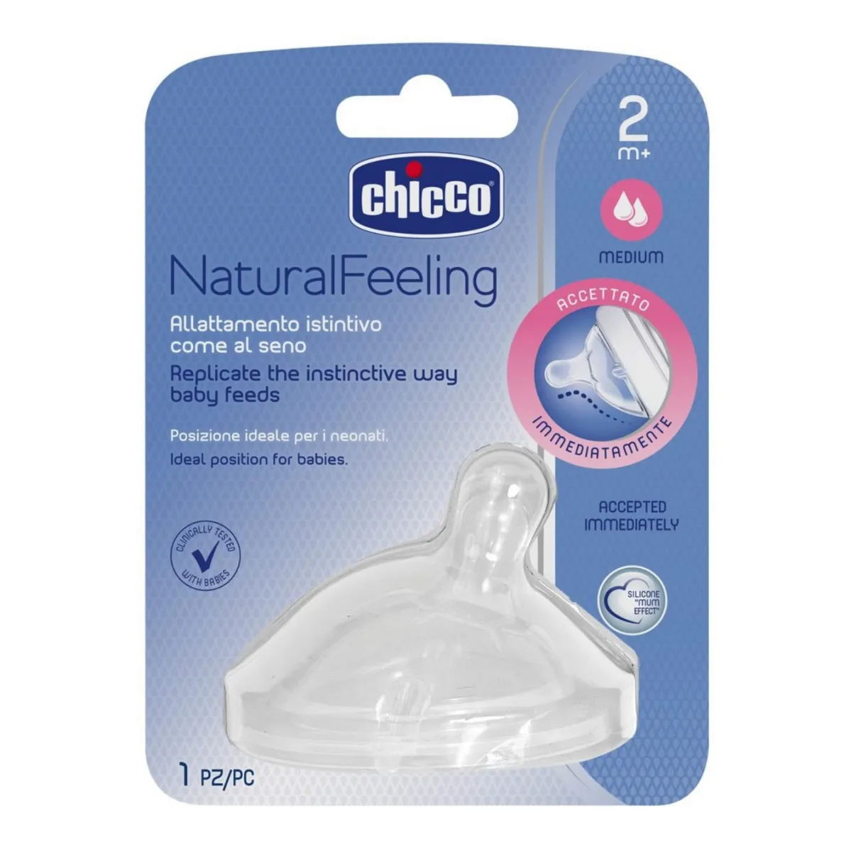 CHICCO CUCLA NATURALFEELING SIL. 2M+ 1 KOM