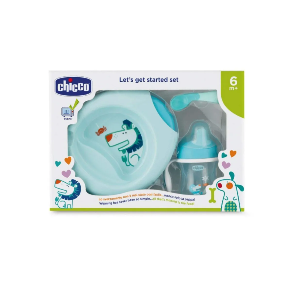CHICCO POKLON SET 6M+ PRIBOR PLAVI