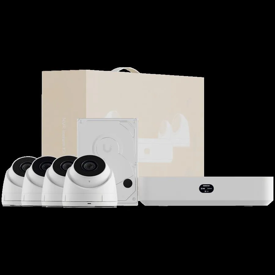 Ubiquiti UniFi UNVR-Instant-KIT-EU Compact Protect NVR Kit includes (1) UniFi Protect NVR Instant with (4) G5 Turret Ultra cameras and (1) 1TB HDD delivering an all-in-one solution for fast and effortless setup