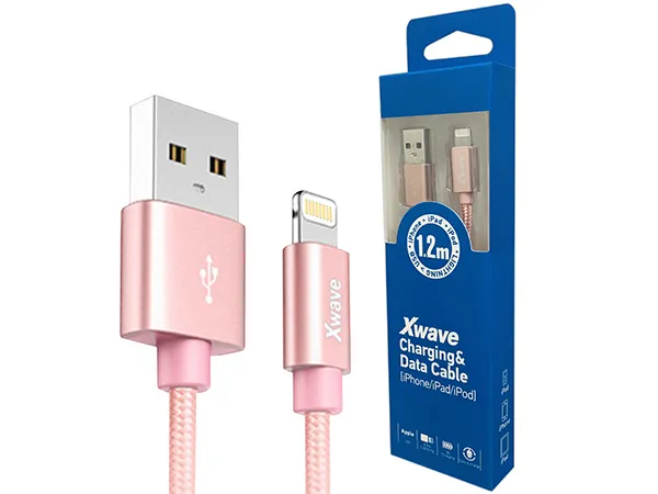 Xwave Kabl USB IPHONE 1.2M 3Alightning aluminiumupletenirose gold mesh