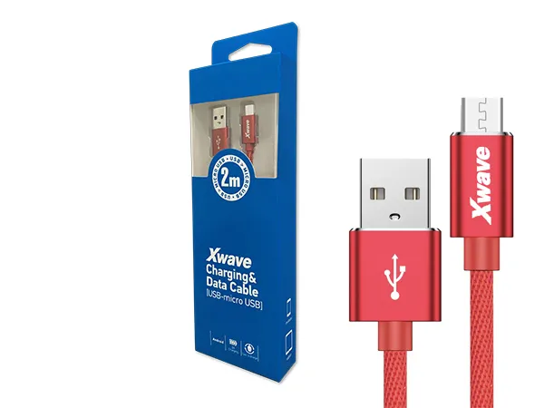Xwave Kabl USB2.0 na Micro USB 2M2Aaluminiumupletenicrveni