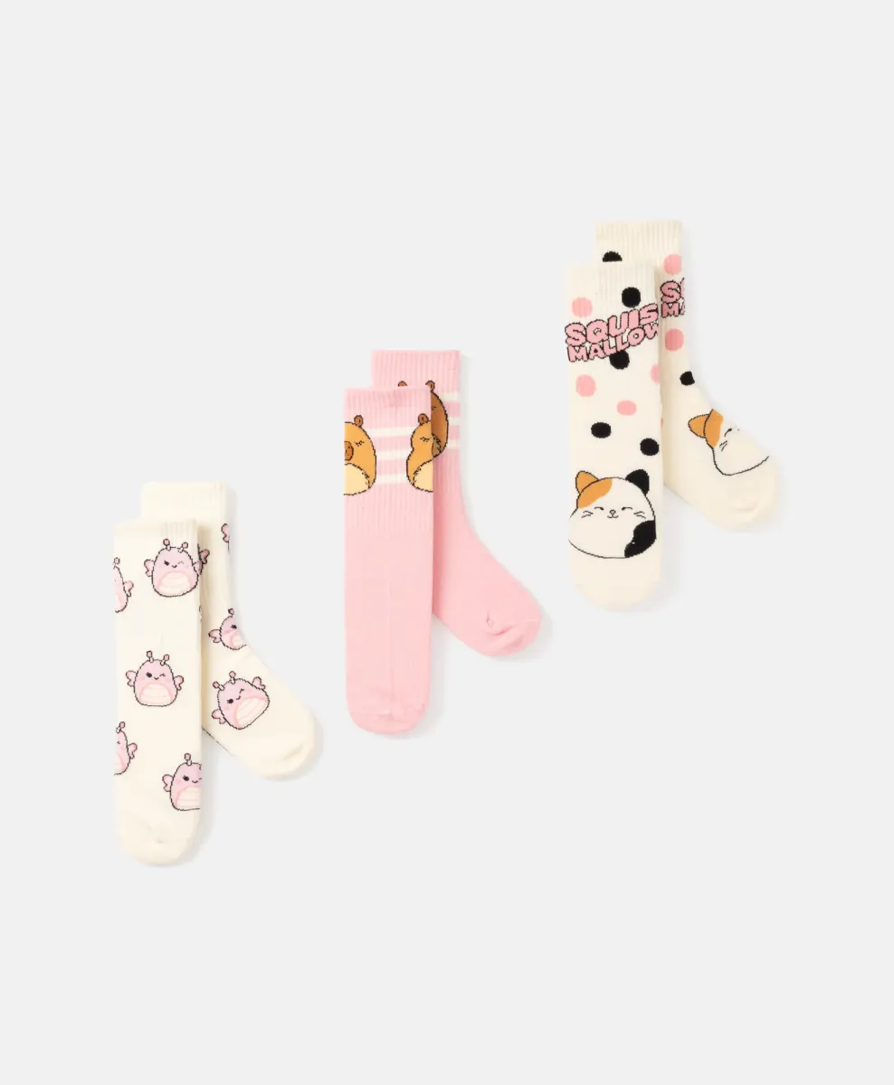 Sokne za devojčice Squishmallows, pakovanje od 3 para