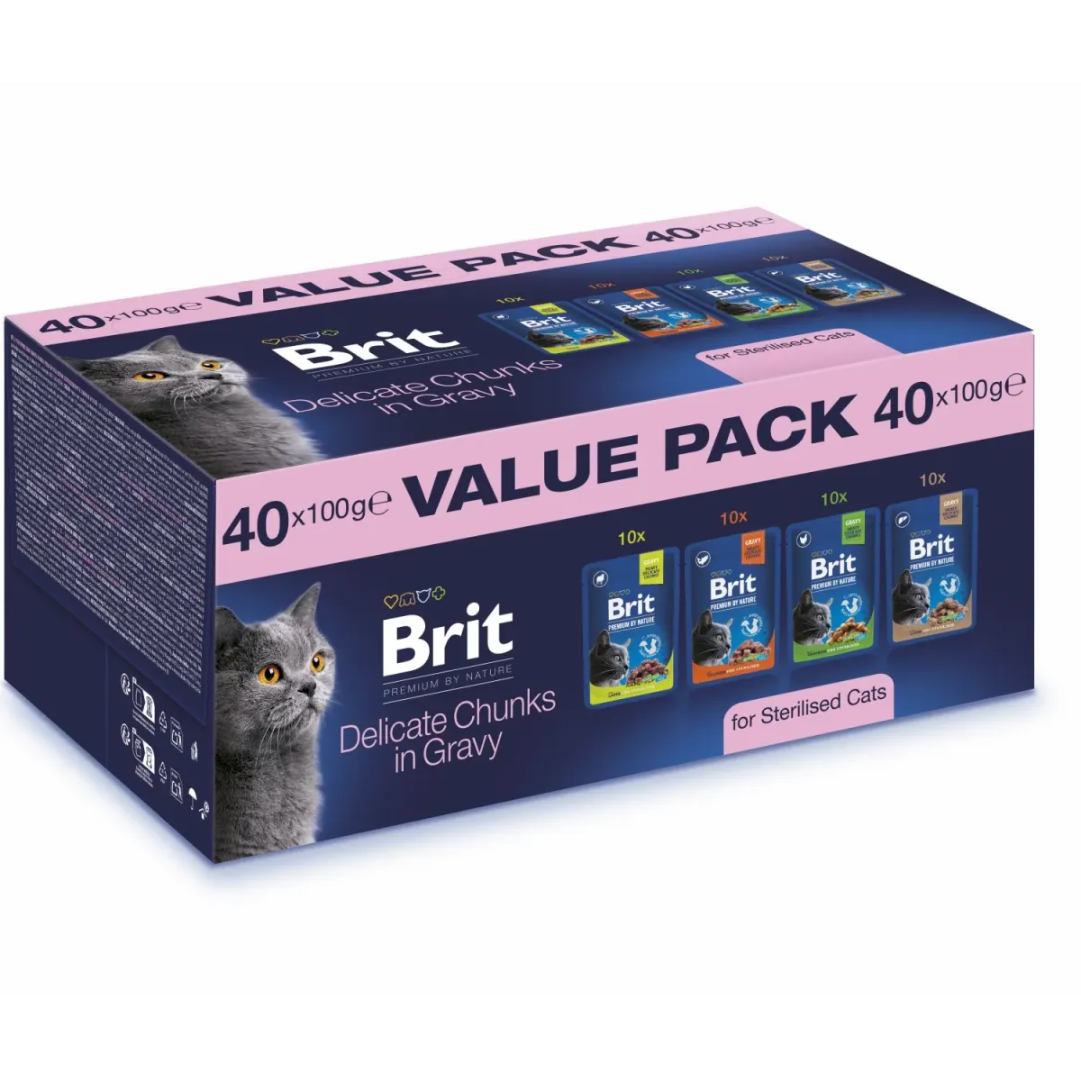 BRIT PREMIUM by Nature Value Pack, za sterilisane mačke, 40x100g