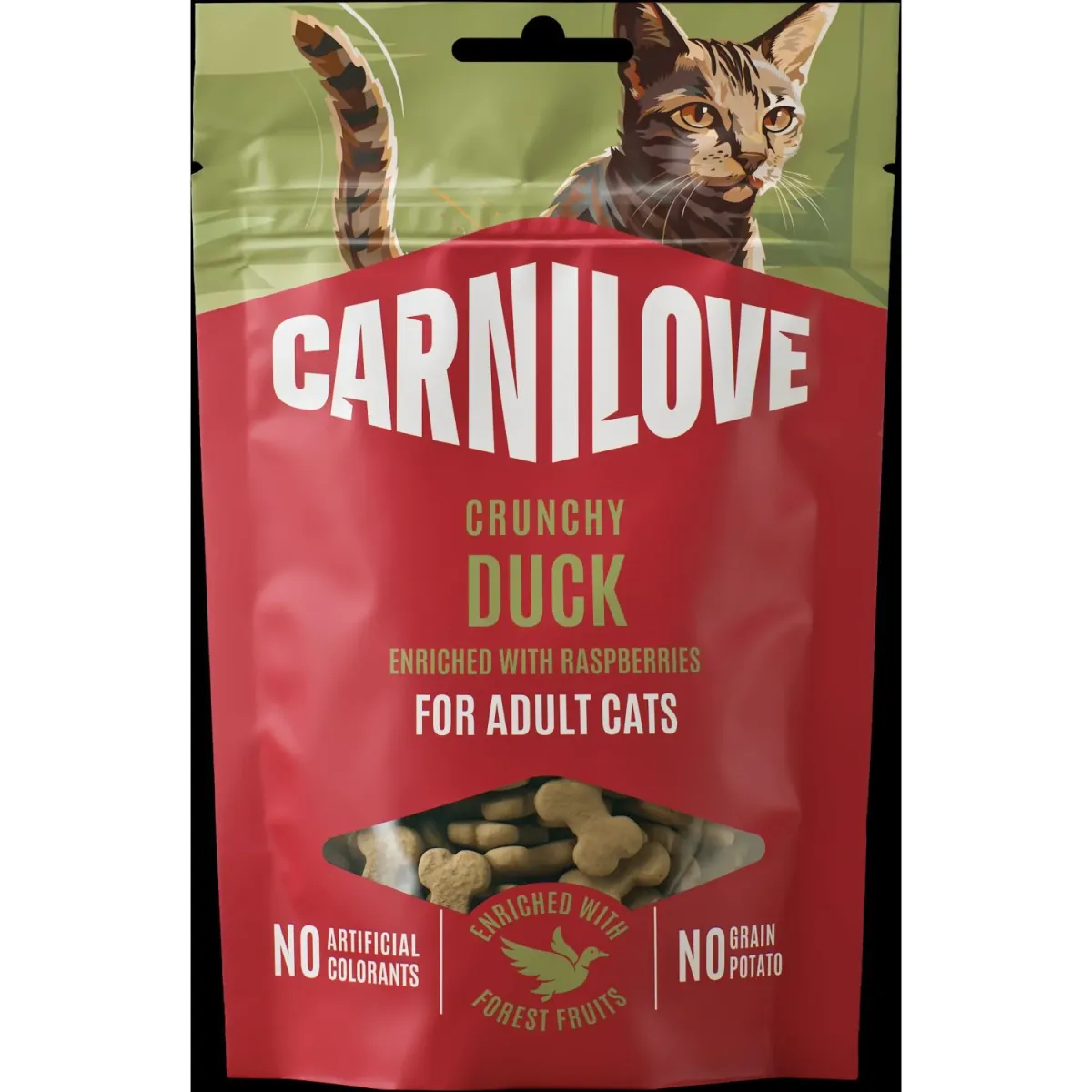 CARNILOVE mačke Crunchy poslastica pačetina sa malinom 50g