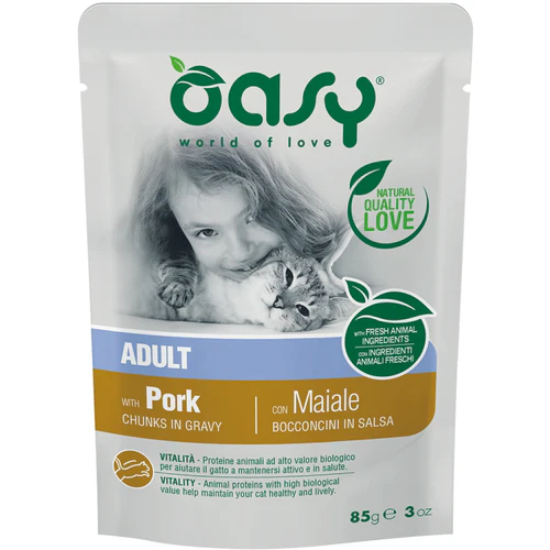 OASY Kesica za mačke, komadići u sosu sa Svinjetinom, 85g