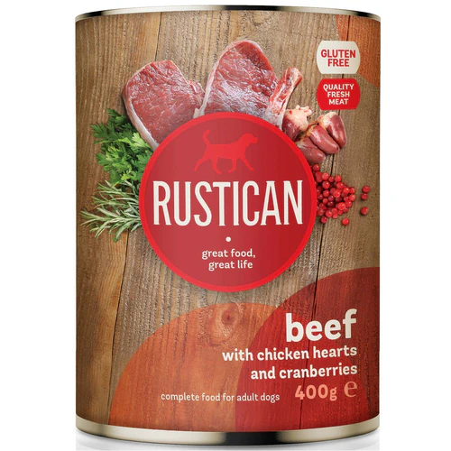 RUSTICAN Govedina s pilećim srcima i brusnicama, bez glutena
