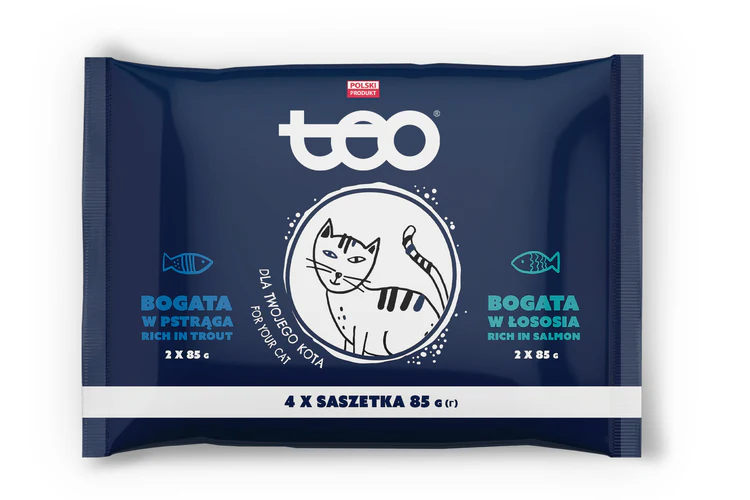 TEO Multipak za mačke 2x s lososom i 2x s pastrmkom, 4x85g