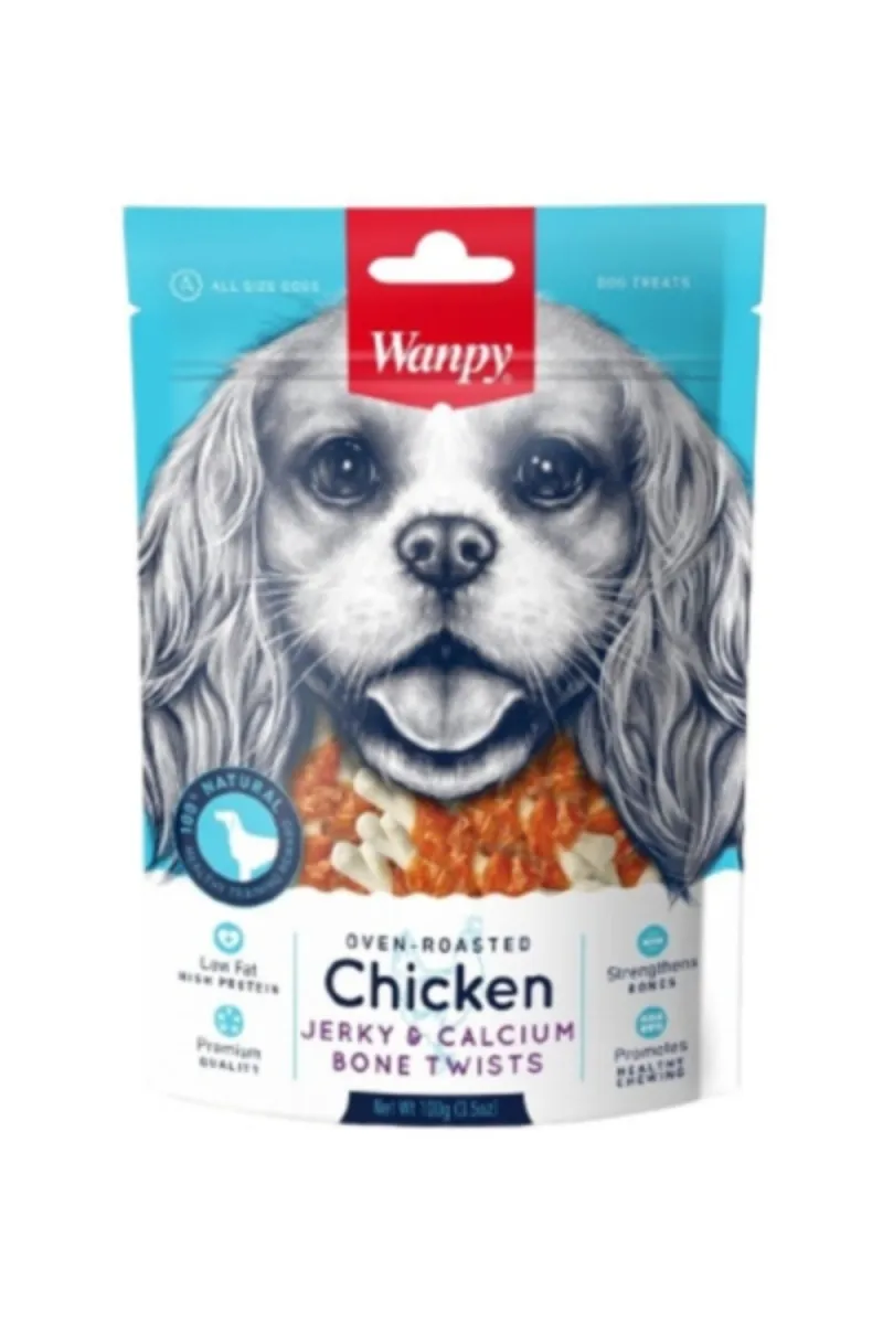 Wanpy Jerky&Calcium Bone Twists poslastica za pse sa piletinom 100 g