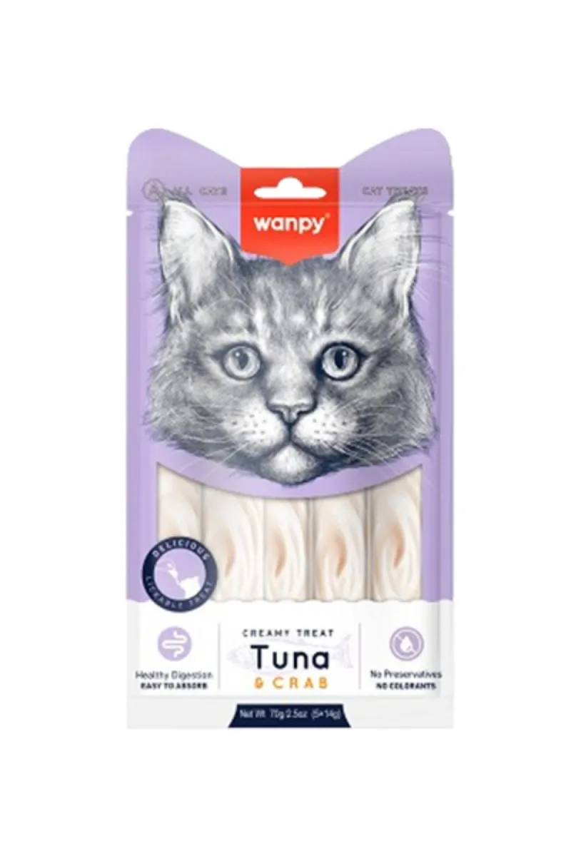 Wanpy kremasta poslastica za macke tuna i kraba 5x14 g