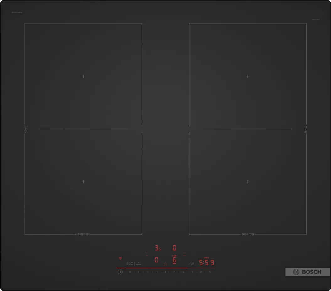 Series 6, Induction hob, 60 cm, Matt black, surface mount without frame, PVQ61CHB1E
