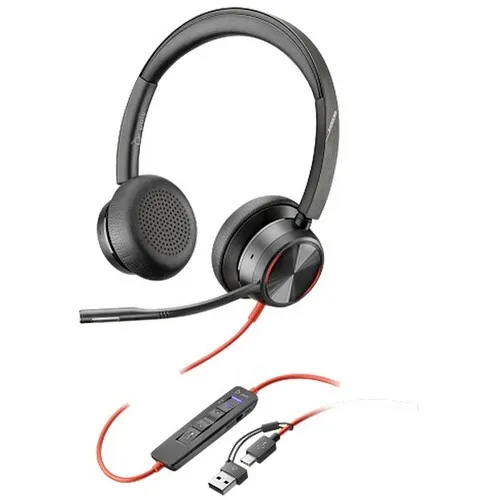 POLY Blackwire 8225 Stereo MS Teams Cert USB-C Headset + USB-CA Adapter, crna (8X225AA)