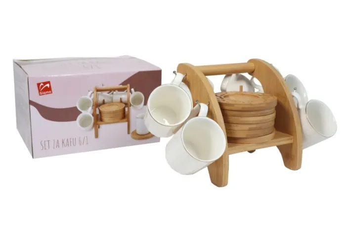 SIGMA PORCELAN SET 6/1 ZA KAFU 180ML NA STALKU