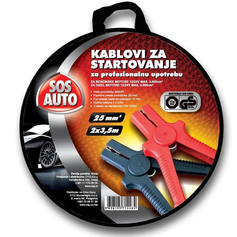 SOS AUTO KABLOVI ZA STARTOVANJE 25MM2